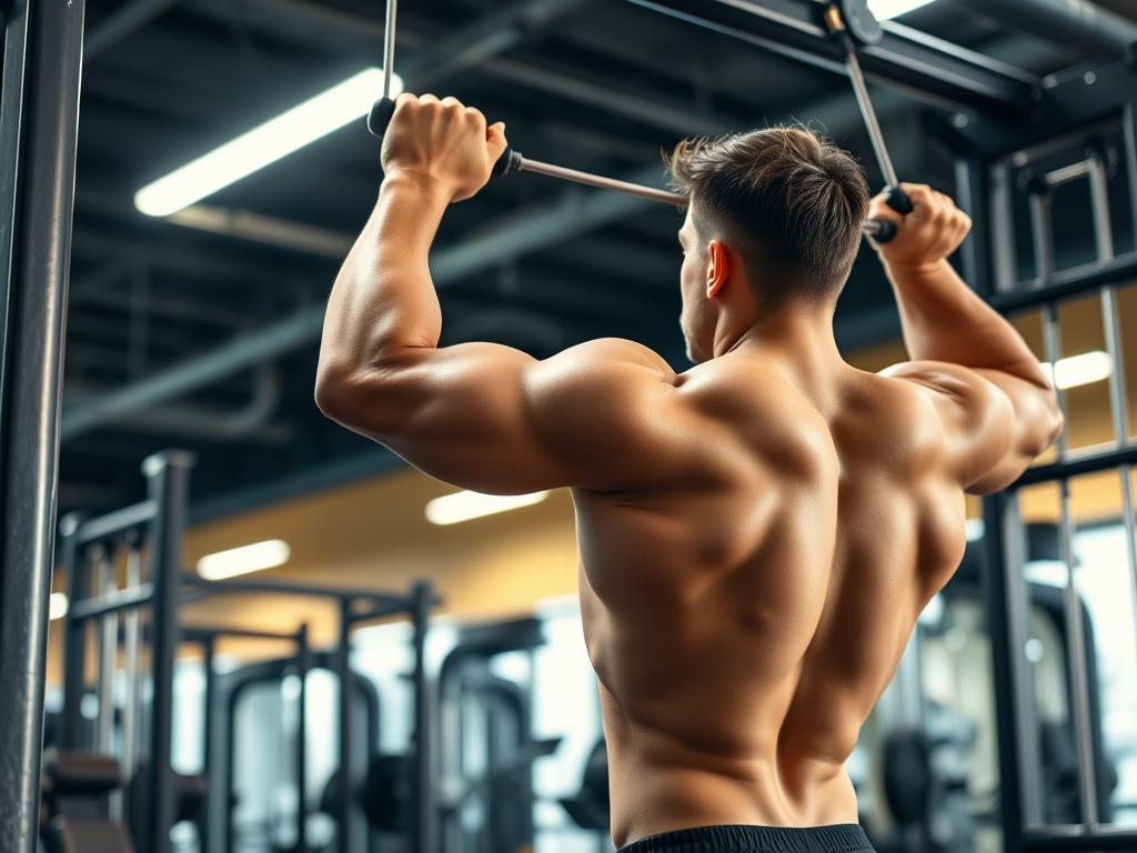 standing single-arm lat pulldown